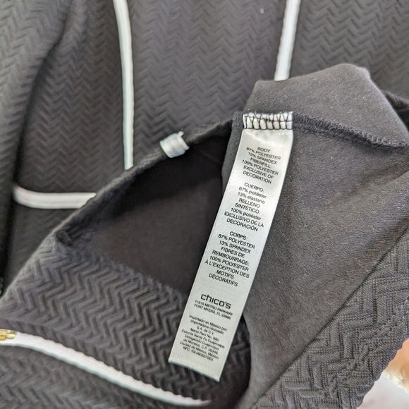 Chicos Zenergy Jacket Womens Medium 1 Black White Textured Knit Zip - Picture 8 of 13